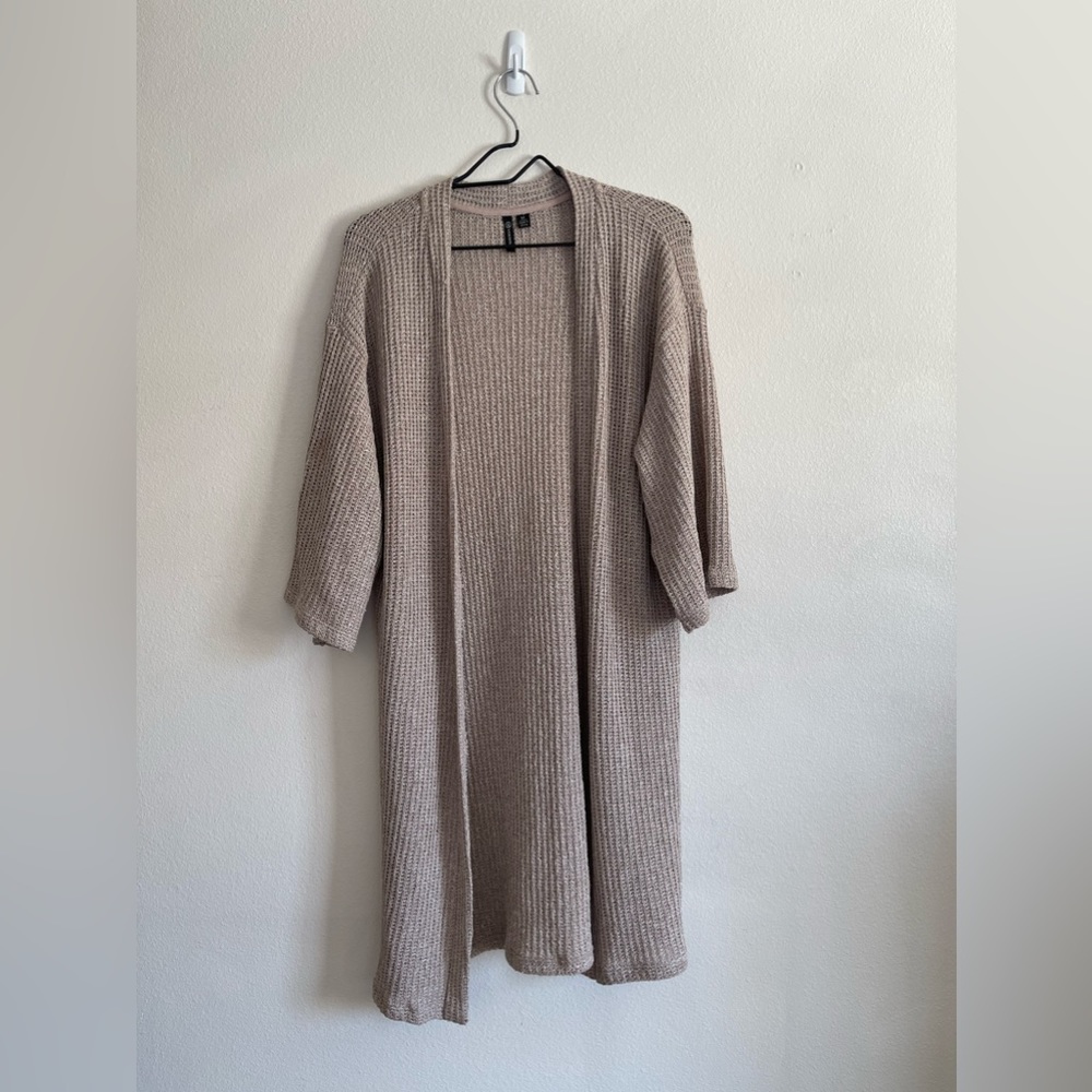 Versona Taupe Open-Front Cardigan